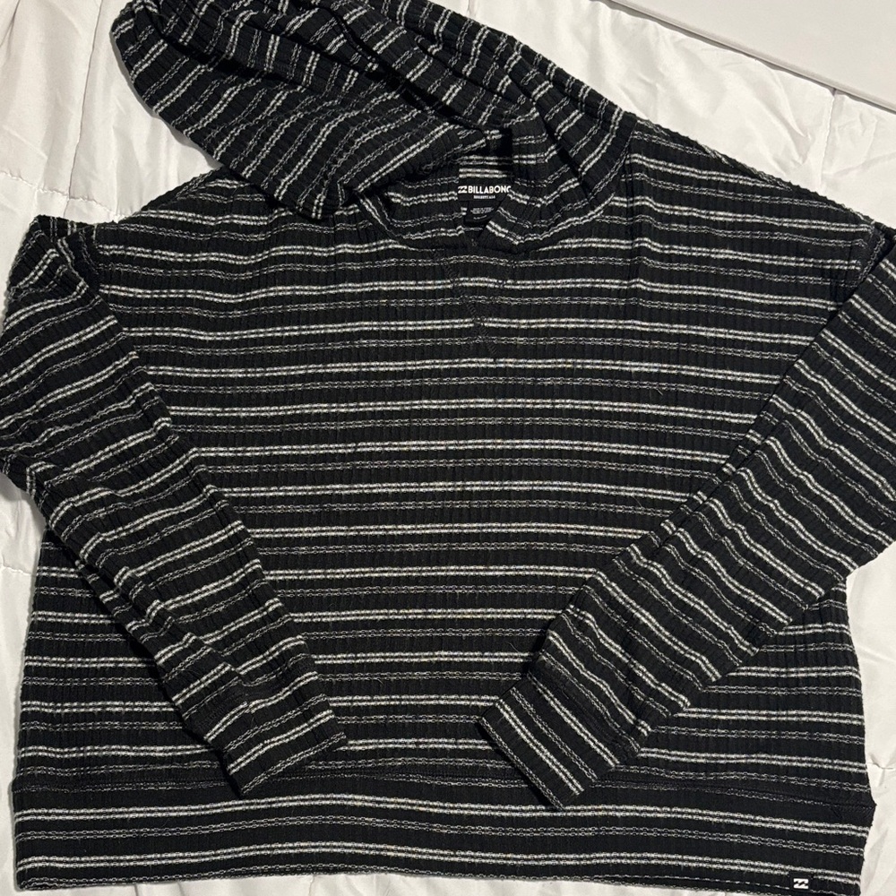 Billabong Black and White Striped Knit Top hoodie